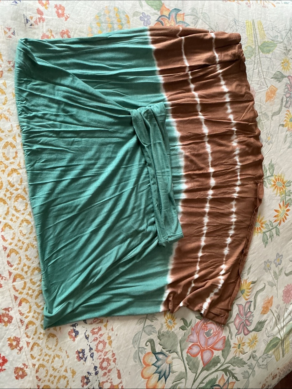 Bohemian Promesa Beach Style Foldover Waist Maxi Skirt Size Medium